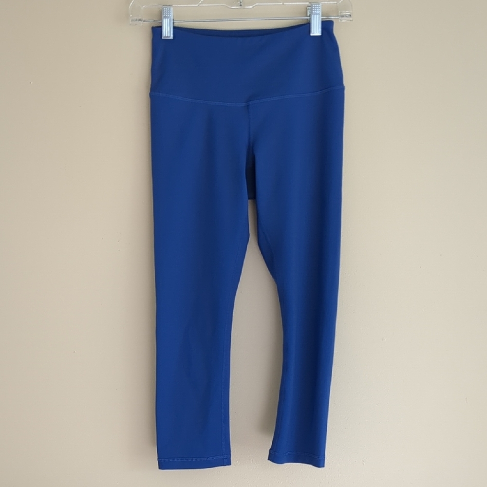 XS Z By Zella Cropped Capri Length Solid Blue Leggings Activewear Athletic